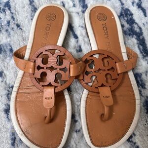 Tory Burch Tan Leather Thong Sandals